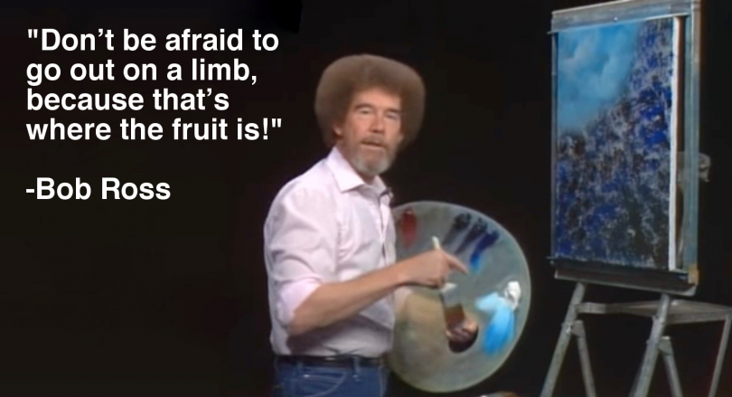 Don't be afraid to go out on a limb, because that's where the fruit is! - Bob Ross