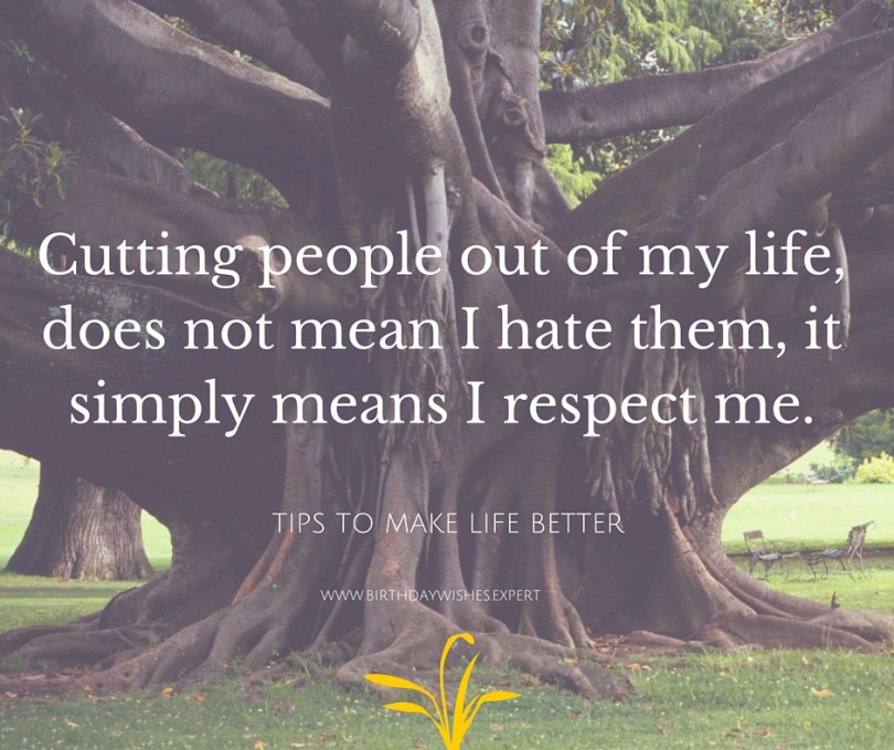 Cutting people out of your life does not mean I hate them, it simply means I respect me.