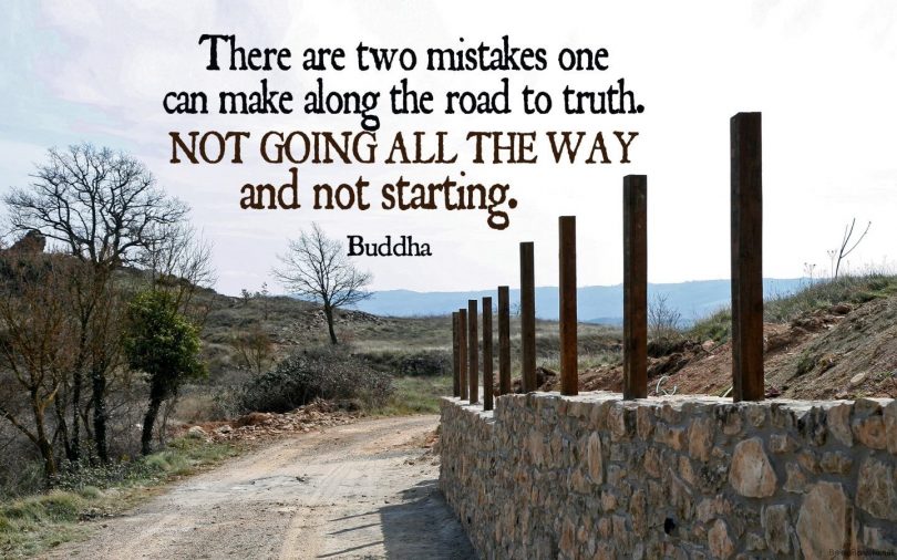 There are two mistakes one can make along the road to truth. Not going all the way and not starting. - Buddha