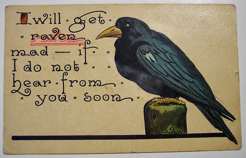raven vintage halloween card