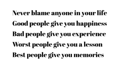 Never Blame Anyone