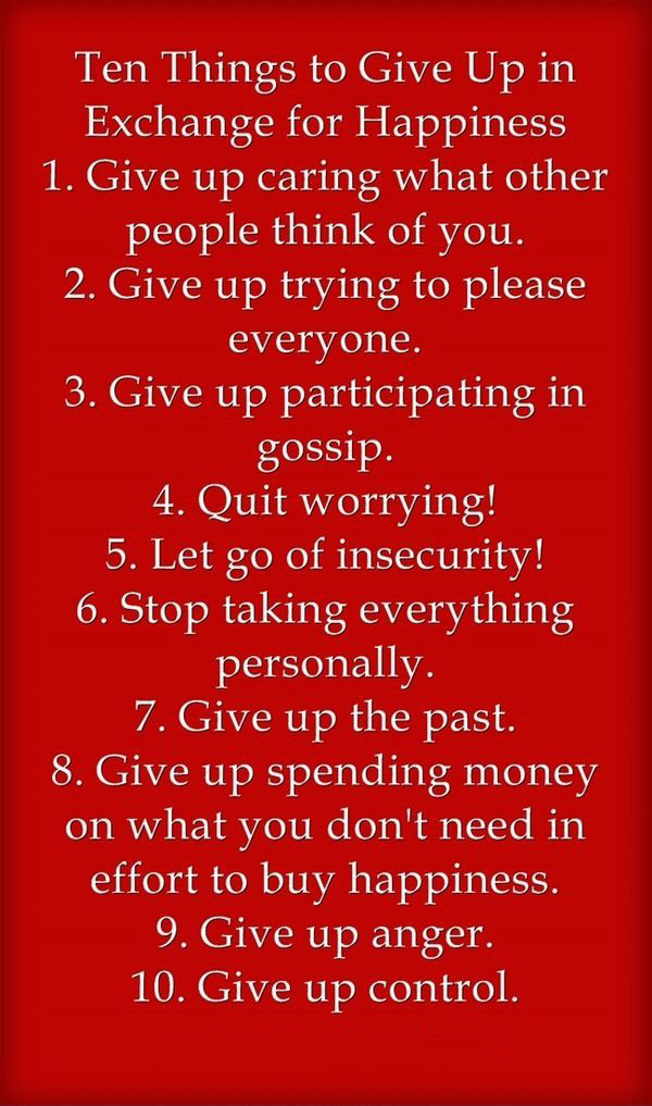 10 Things To Give Up