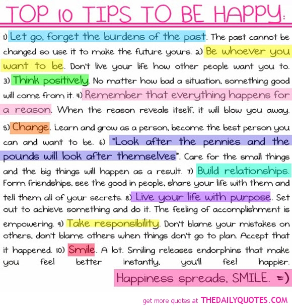 Top 10 Tips To Be Happy