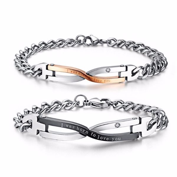 'I was born to love you' Love Quotes Couple Bracelets