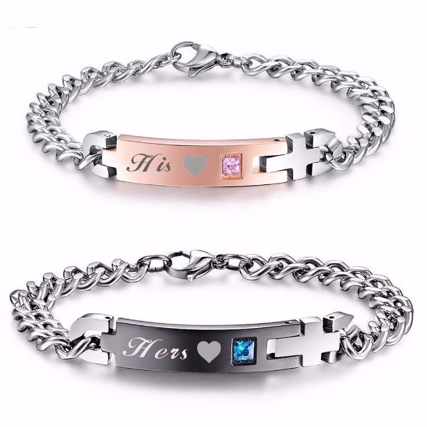 'His' and 'Hers' Couple Chain Bracelets