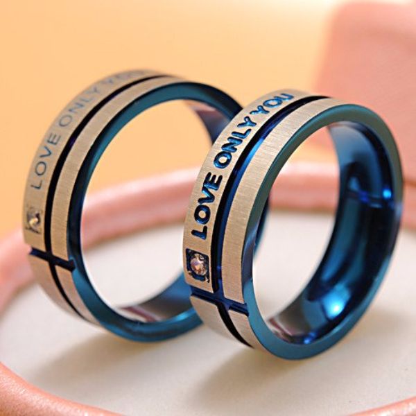 'Love Only You' Blue Couple Ring