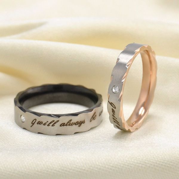 'I will always be with you' Stainless Steel Couple Rings