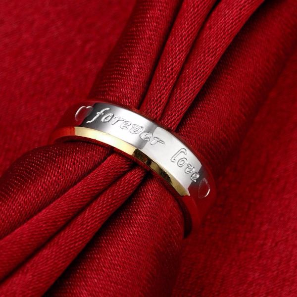 'Forever Love' Stainless Steel Couple Ring