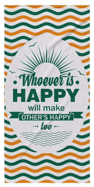 'Whoever Is Happy, Will Make Others Happy Too' Beautiful Smile Quotes Yellow Beach Towel